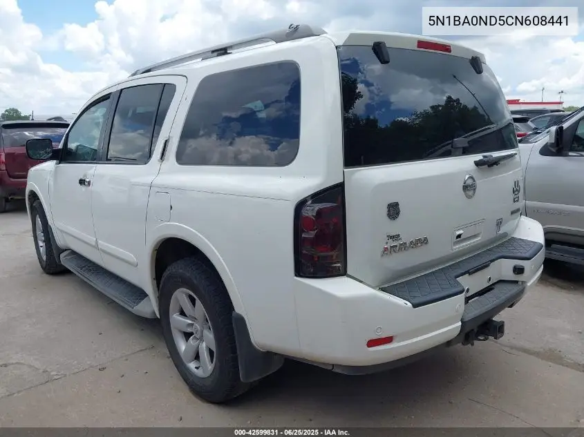 2012 Nissan Armada Sv VIN: 5N1BA0ND5CN608441 Lot: 42599831