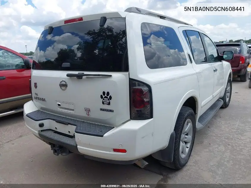2012 Nissan Armada Sv VIN: 5N1BA0ND5CN608441 Lot: 42599831