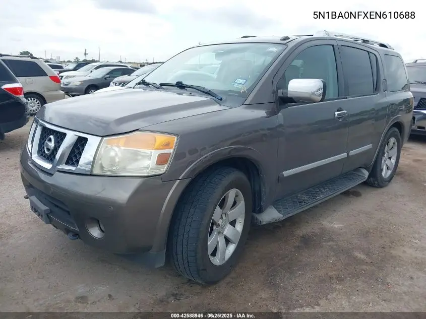 2014 Nissan Armada Platinum VIN: 5N1BA0NFXEN610688 Lot: 42588946