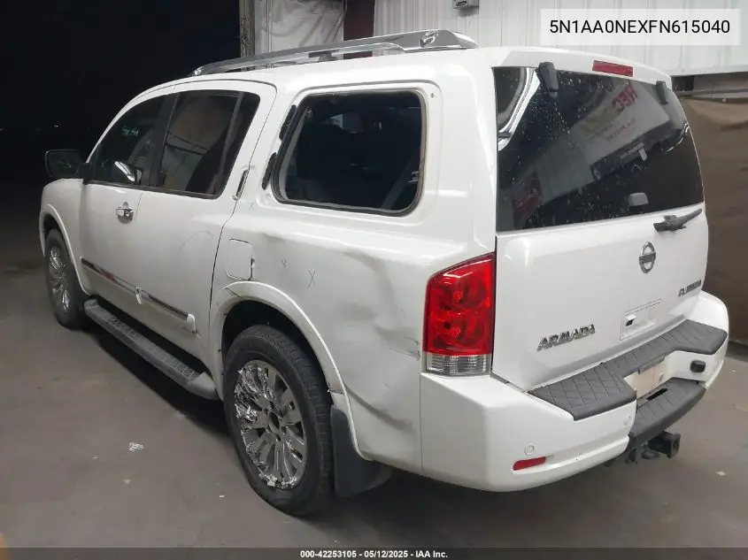 2015 Nissan Armada Platinum VIN: 5N1AA0NEXFN615040 Lot: 42253105
