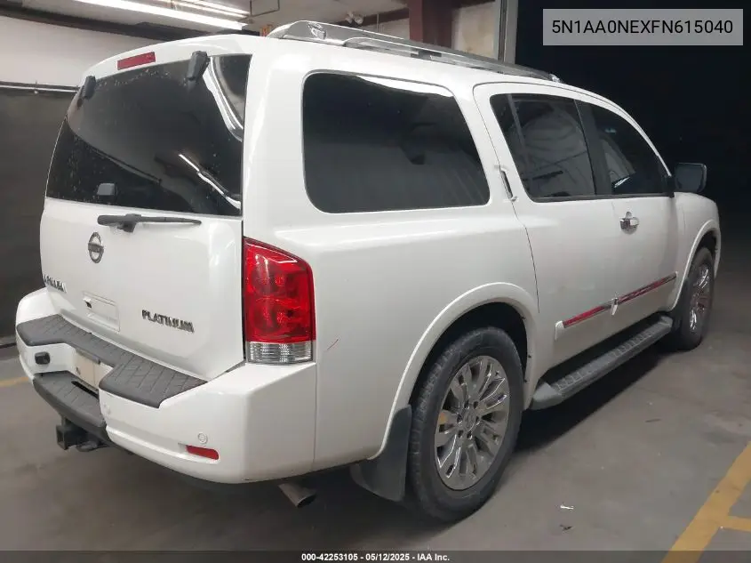 2015 Nissan Armada Platinum VIN: 5N1AA0NEXFN615040 Lot: 42253105