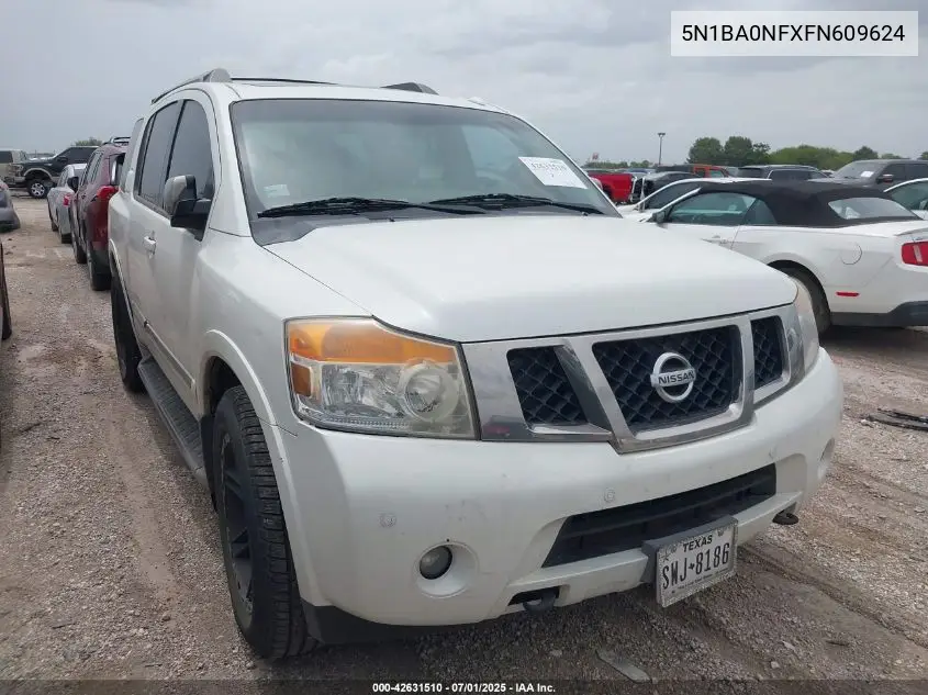 2015 Nissan Armada Platinum VIN: 5N1BA0NFXFN609624 Lot: 42631510