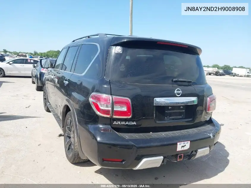 2017 Nissan Armada Platinum VIN: JN8AY2ND2H9008908 Lot: 42257378