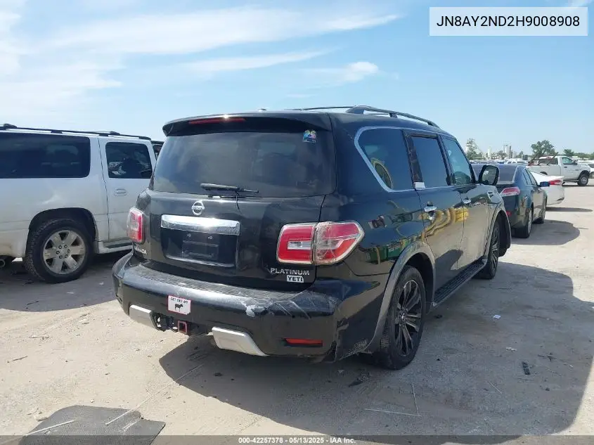 2017 Nissan Armada Platinum VIN: JN8AY2ND2H9008908 Lot: 42257378