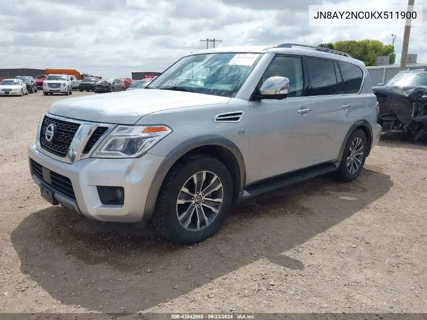 2019 Nissan Armada Sl VIN: JN8AY2NC0KX511900 Lot: 42542868
