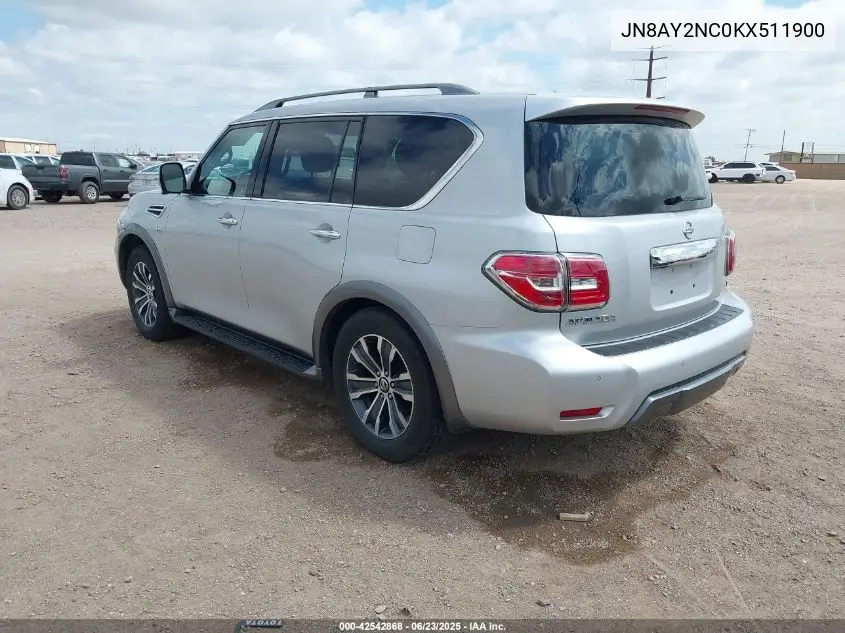 2019 Nissan Armada Sl VIN: JN8AY2NC0KX511900 Lot: 42542868