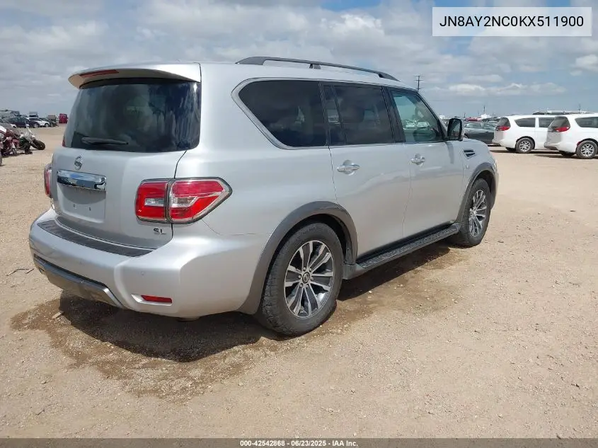 2019 Nissan Armada Sl VIN: JN8AY2NC0KX511900 Lot: 42542868