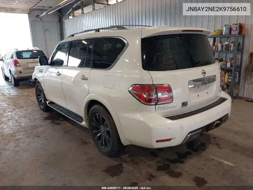 2019 Nissan Armada Platinum VIN: JN8AY2NE2K9756610 Lot: 42589717