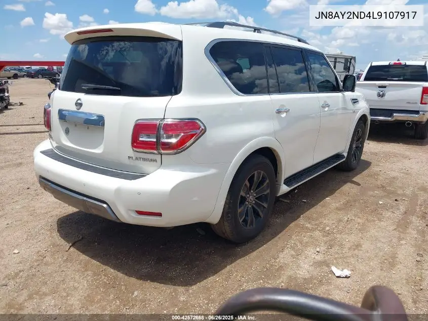 2020 Nissan Armada Platinum 2Wd VIN: JN8AY2ND4L9107917 Lot: 42572668