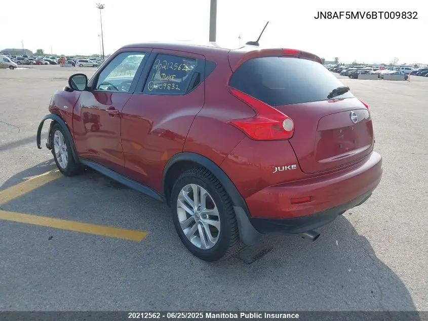 2011 Nissan Juke Sl VIN: JN8AF5MV6BT009832 Lot: 20212562