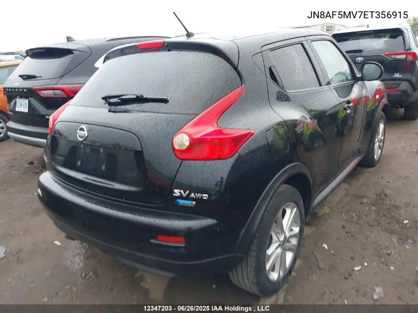 2014 Nissan Juke S/Sv/Sl/Nismo VIN: JN8AF5MV7ET356915 Lot: 12347203