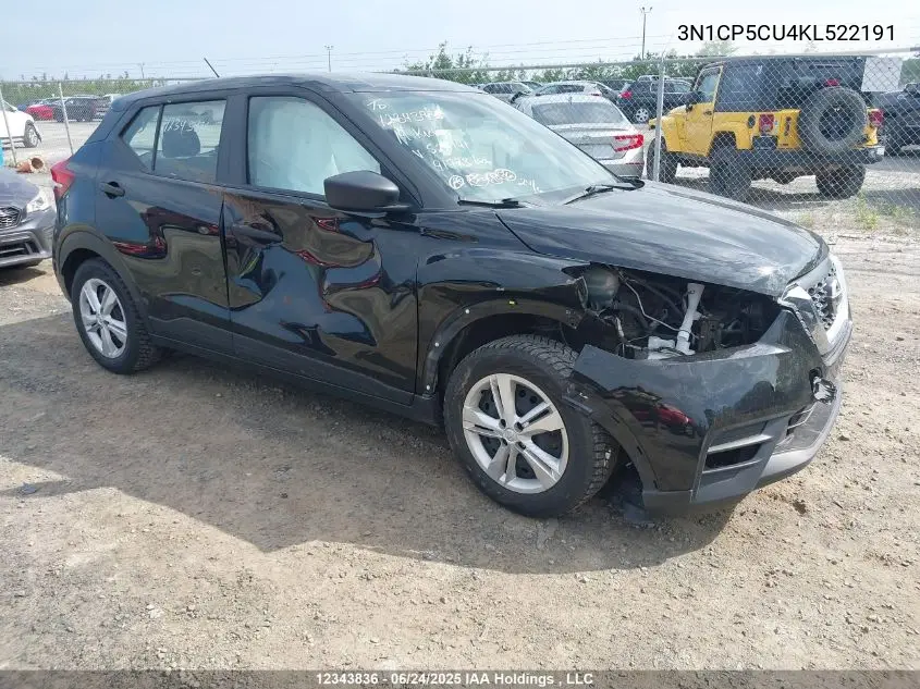 2019 Nissan Kicks S/Sr/Sv VIN: 3N1CP5CU4KL522191 Lot: 12343836