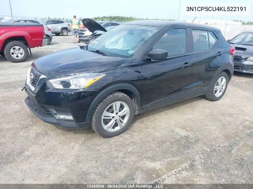 2019 Nissan Kicks S/Sr/Sv VIN: 3N1CP5CU4KL522191 Lot: 12343836