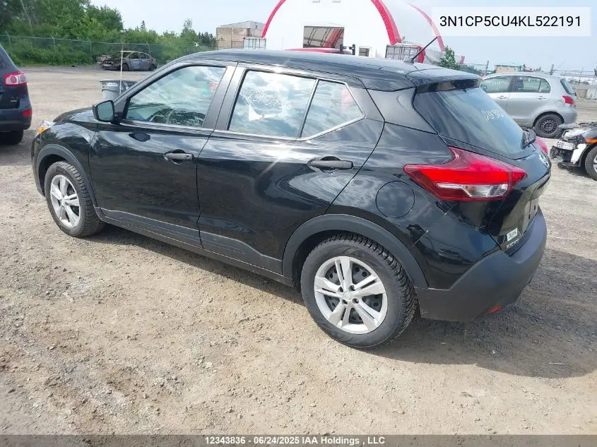 2019 Nissan Kicks S/Sr/Sv VIN: 3N1CP5CU4KL522191 Lot: 12343836