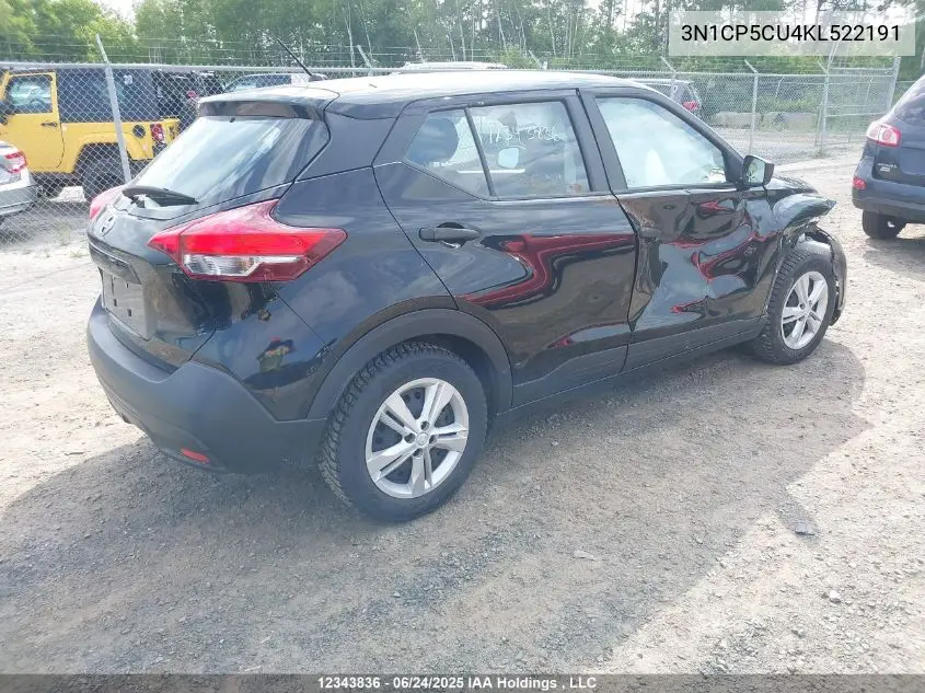 2019 Nissan Kicks S/Sr/Sv VIN: 3N1CP5CU4KL522191 Lot: 12343836