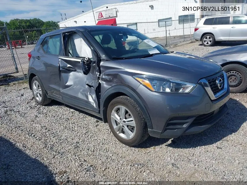 2020 Nissan Kicks S Xtronic Cvt VIN: 3N1CP5BV2LL501951 Lot: 42662371