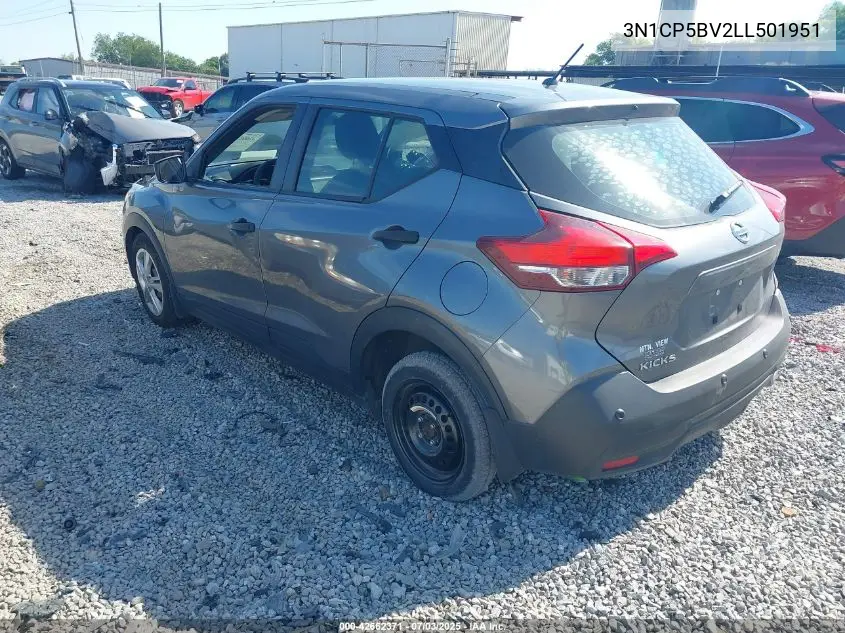 2020 Nissan Kicks S Xtronic Cvt VIN: 3N1CP5BV2LL501951 Lot: 42662371