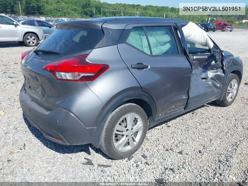 2020 Nissan Kicks S Xtronic Cvt VIN: 3N1CP5BV2LL501951 Lot: 42662371