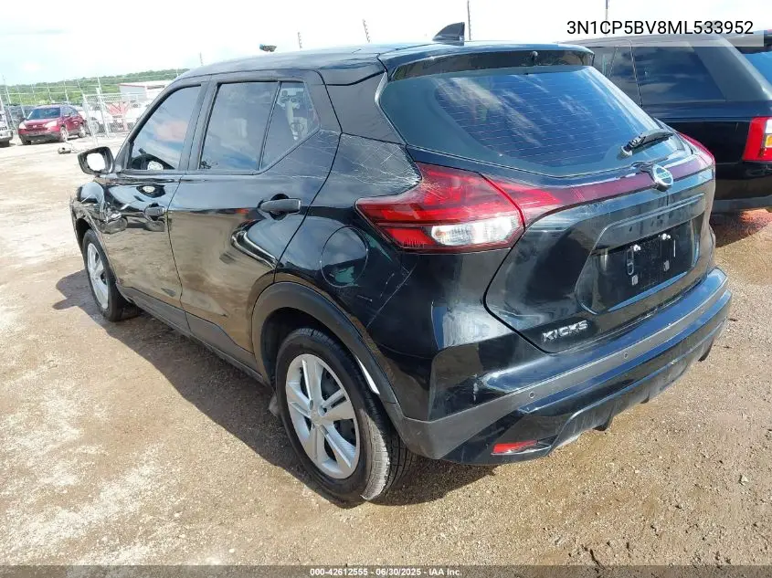 2021 Nissan Kicks S VIN: 3N1CP5BV8ML533952 Lot: 42612555