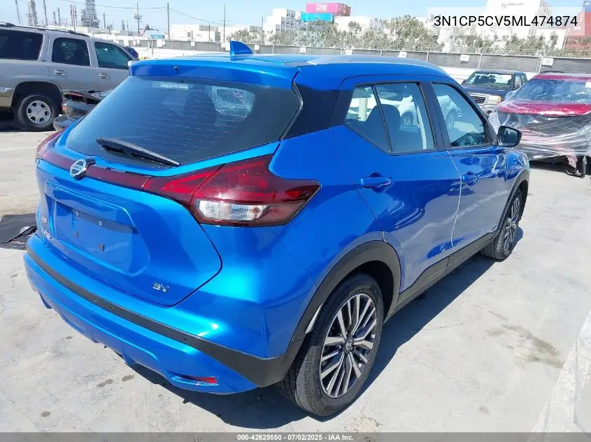2021 Nissan Kicks Sv Xtronic Cvt VIN: 3N1CP5CV5ML474874 Lot: 42625550