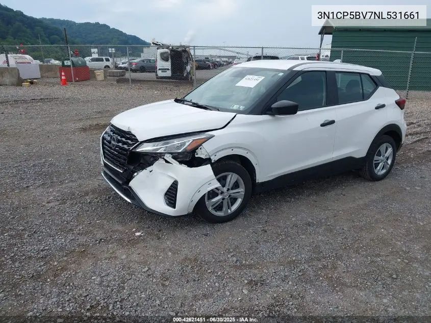 2022 Nissan Kicks S Xtronic Cvt VIN: 3N1CP5BV7NL531661 Lot: 42621451