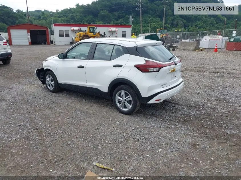 2022 Nissan Kicks S Xtronic Cvt VIN: 3N1CP5BV7NL531661 Lot: 42621451