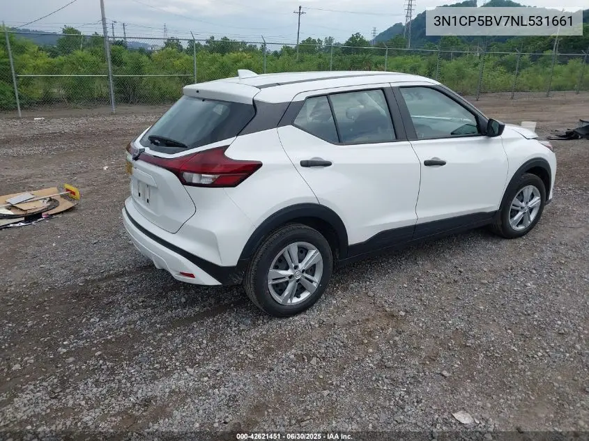 2022 Nissan Kicks S Xtronic Cvt VIN: 3N1CP5BV7NL531661 Lot: 42621451