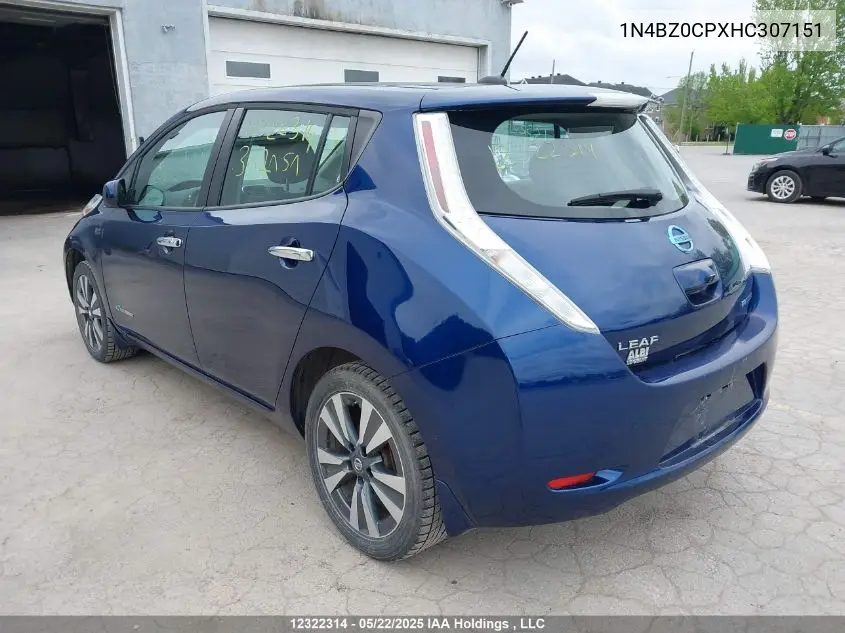 2017 Nissan Leaf S/Sv/Sl VIN: 1N4BZ0CPXHC307151 Lot: 12322314