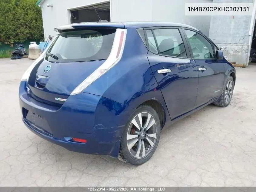 2017 Nissan Leaf S/Sv/Sl VIN: 1N4BZ0CPXHC307151 Lot: 12322314