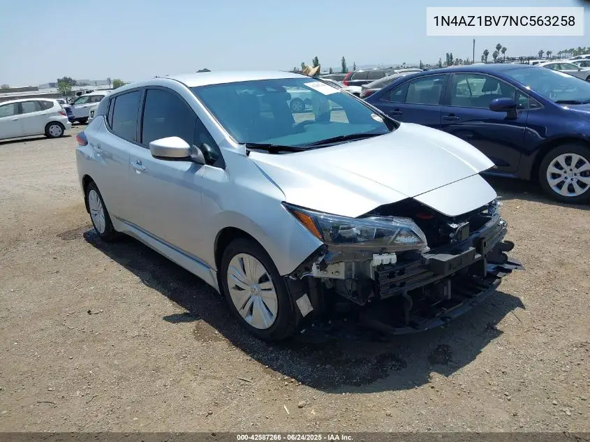 2022 Nissan Leaf S 40 Kwh VIN: 1N4AZ1BV7NC563258 Lot: 42587266