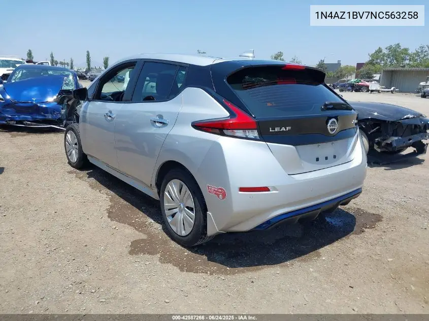 2022 Nissan Leaf S 40 Kwh VIN: 1N4AZ1BV7NC563258 Lot: 42587266