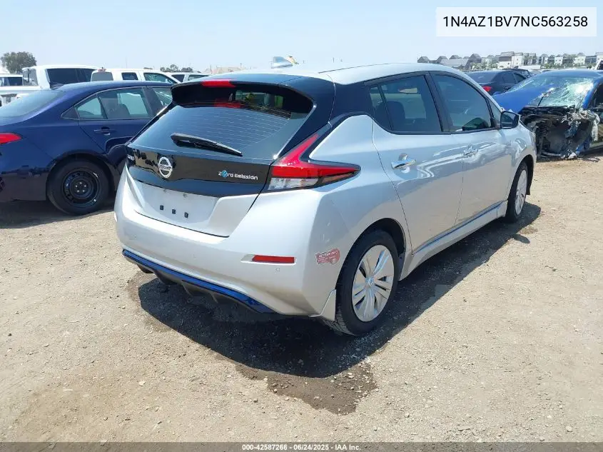 2022 Nissan Leaf S 40 Kwh VIN: 1N4AZ1BV7NC563258 Lot: 42587266