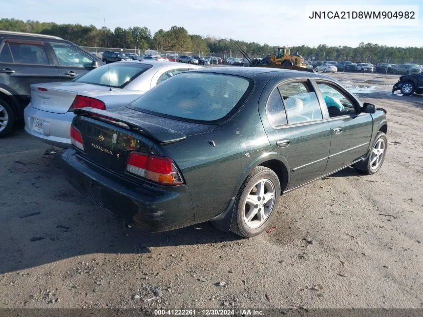 1998 Nissan Maxima Gle/Gxe/Se VIN: JN1CA21D8WM904982 Lot: 41222261