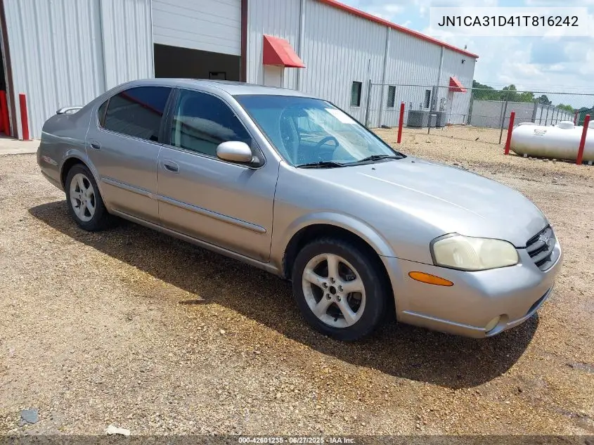 2001 Nissan Maxima Se VIN: JN1CA31D41T816242 Lot: 42601235