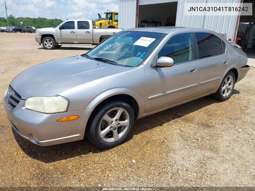 2001 Nissan Maxima Se VIN: JN1CA31D41T816242 Lot: 42601235