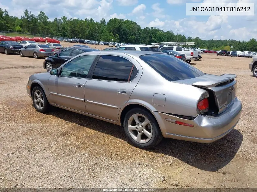 2001 Nissan Maxima Se VIN: JN1CA31D41T816242 Lot: 42601235