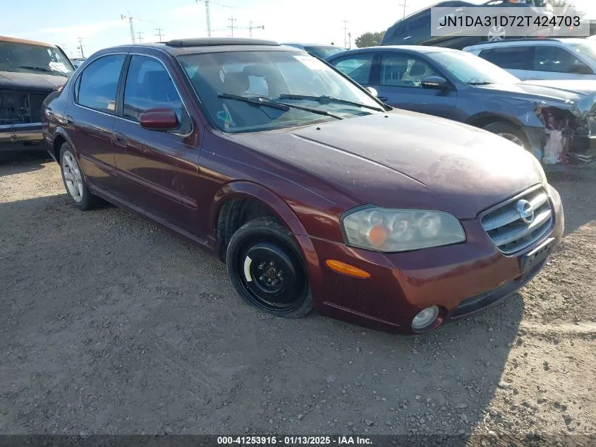 2002 Nissan Maxima Se VIN: JN1DA31D72T424703 Lot: 41253915
