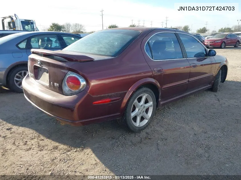 2002 Nissan Maxima Se VIN: JN1DA31D72T424703 Lot: 41253915