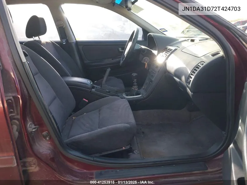2002 Nissan Maxima Se VIN: JN1DA31D72T424703 Lot: 41253915