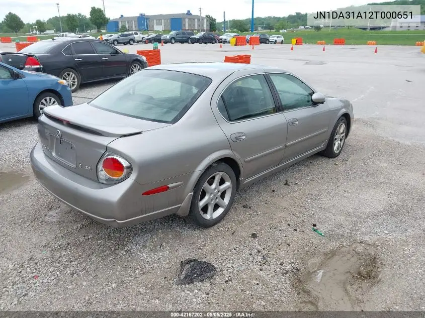 2002 Nissan Maxima Se VIN: JN1DA31A12T000651 Lot: 42167202