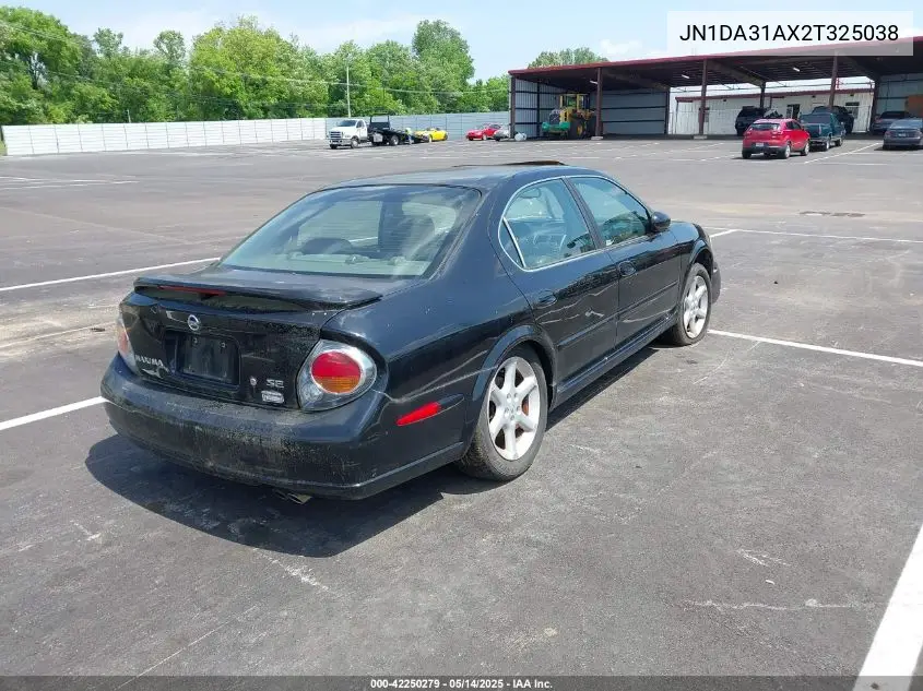 2002 Nissan Maxima Se VIN: JN1DA31AX2T325038 Lot: 42250279