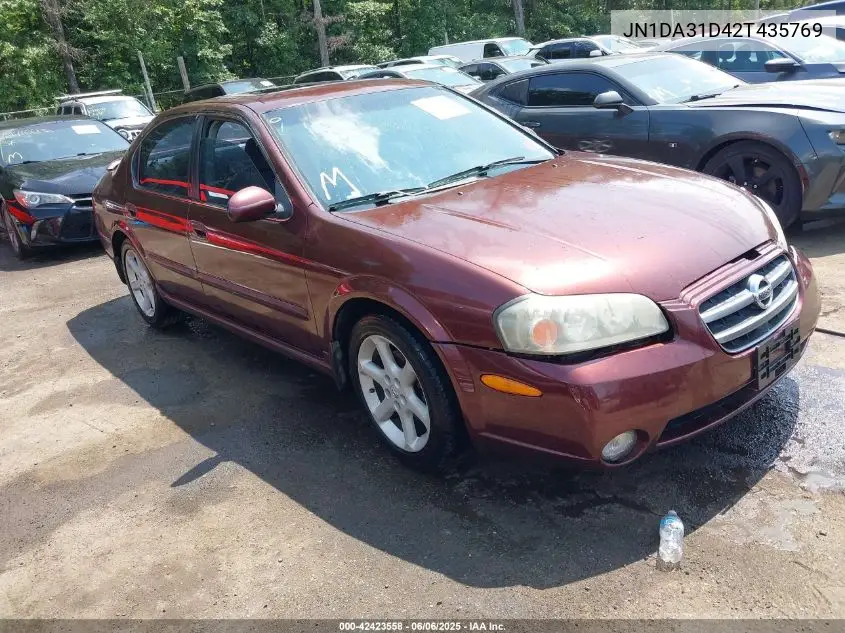 2002 Nissan Maxima Se VIN: JN1DA31D42T435769 Lot: 42423558