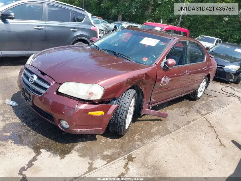 2002 Nissan Maxima Se VIN: JN1DA31D42T435769 Lot: 42423558
