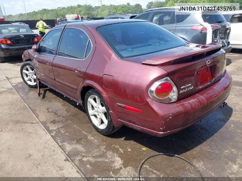 2002 Nissan Maxima Se VIN: JN1DA31D42T435769 Lot: 42423558