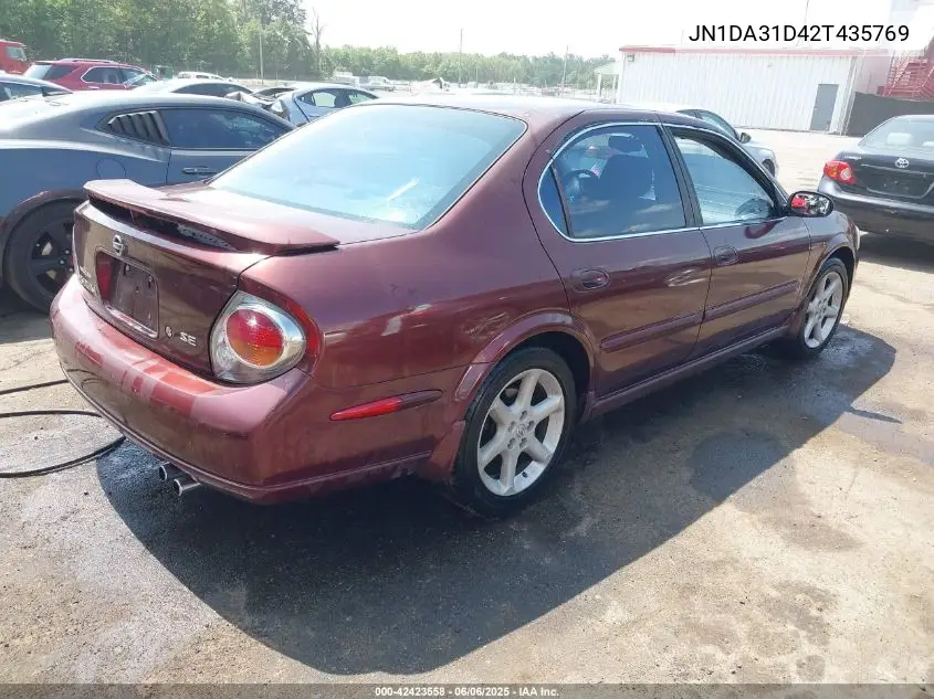 2002 Nissan Maxima Se VIN: JN1DA31D42T435769 Lot: 42423558