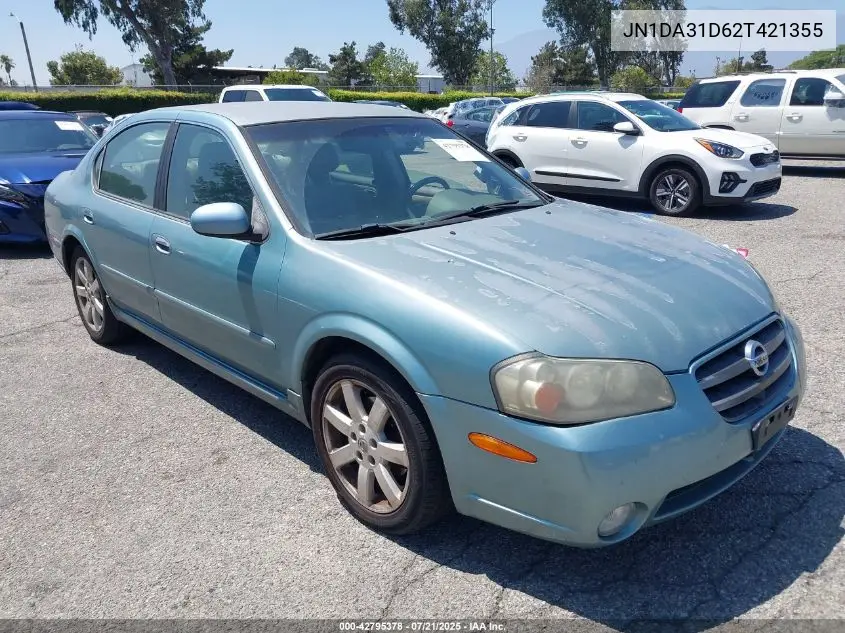 2002 Nissan Maxima Gle VIN: JN1DA31D62T421355 Lot: 42795378