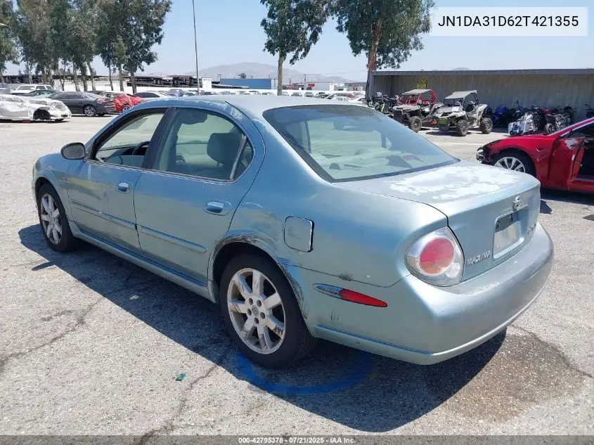 2002 Nissan Maxima Gle VIN: JN1DA31D62T421355 Lot: 42795378