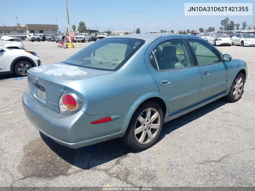 2002 Nissan Maxima Gle VIN: JN1DA31D62T421355 Lot: 42795378