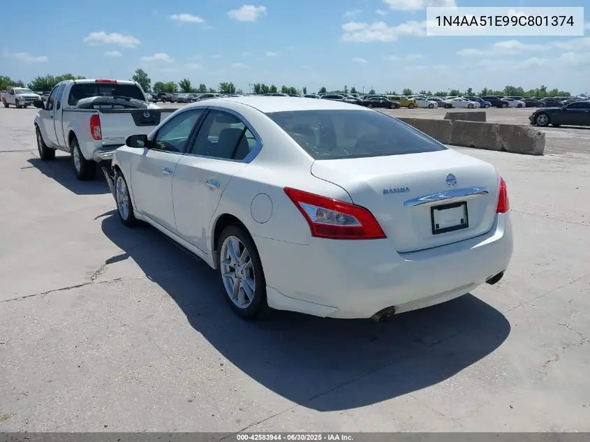 2009 Nissan Maxima 3.5 Sv VIN: 1N4AA51E99C801374 Lot: 42583944