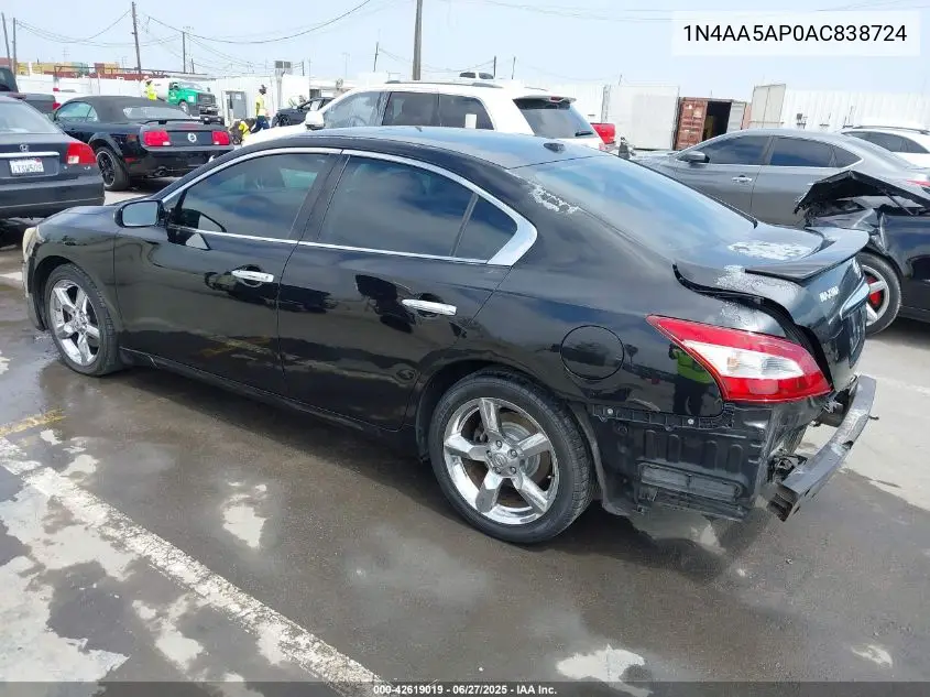 2010 Nissan Maxima 3.5 Sv VIN: 1N4AA5AP0AC838724 Lot: 42619019